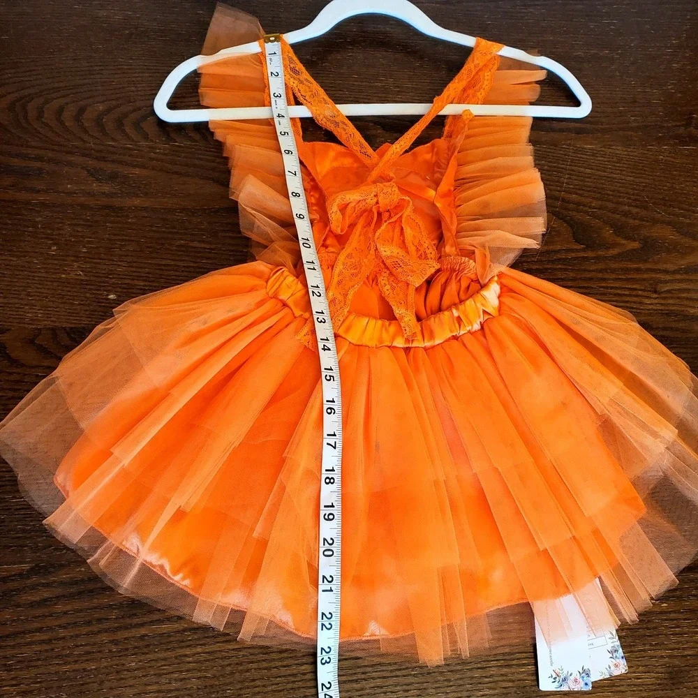 Cute Baby Girl Orange Pumpkin Halloween Tutu Dress Baby Infant Size 18-24Mos NEW